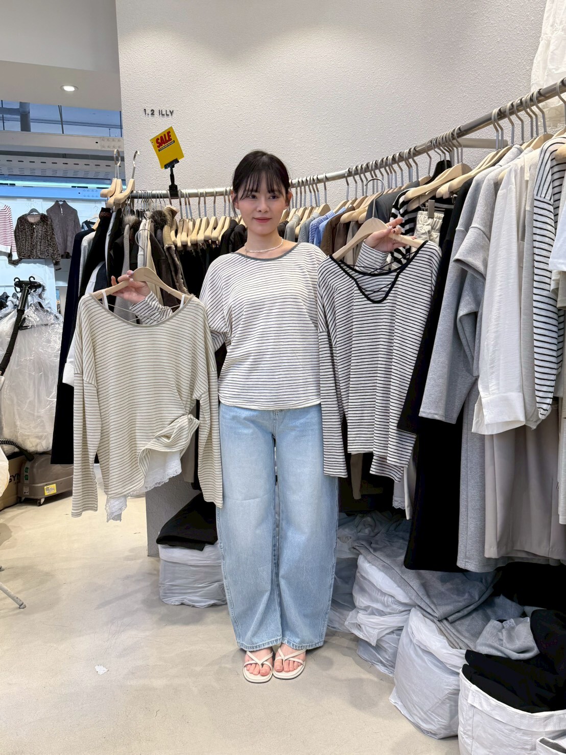 1L6030 後交叉條紋上衣