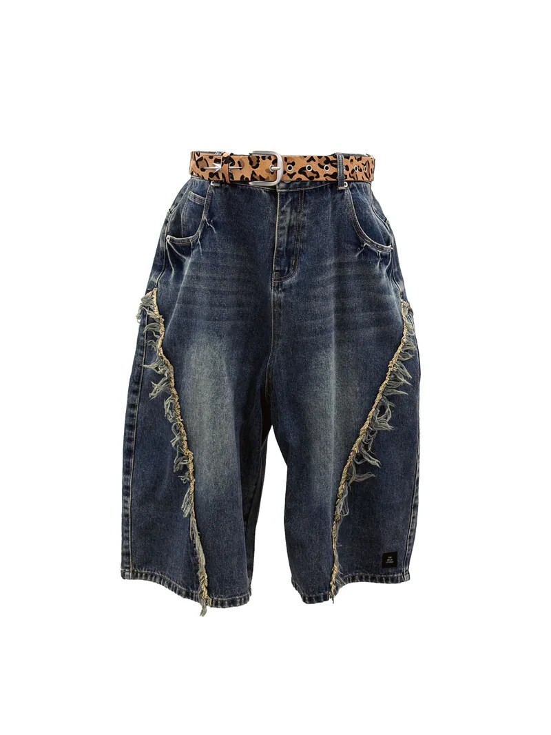 【車庫服飾】Fashion killa FRINGED WASHED CROPPED JEANS 解構牛仔八分褲