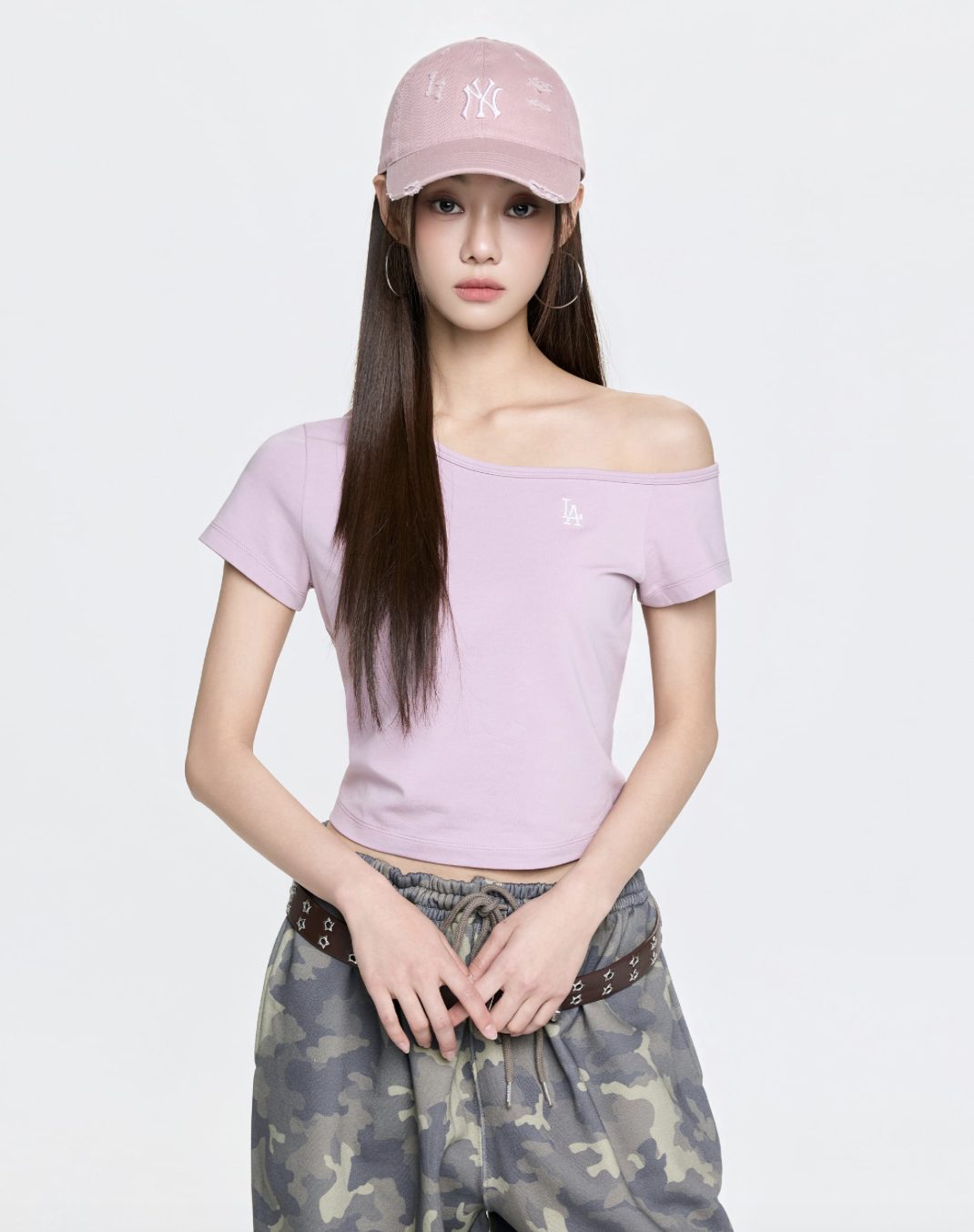 【入LIVECODE一件減至$298😱🔥！】【MLB】Women's Basic Off-Shoulder Short Sleeve T-shirt LA Dodgers