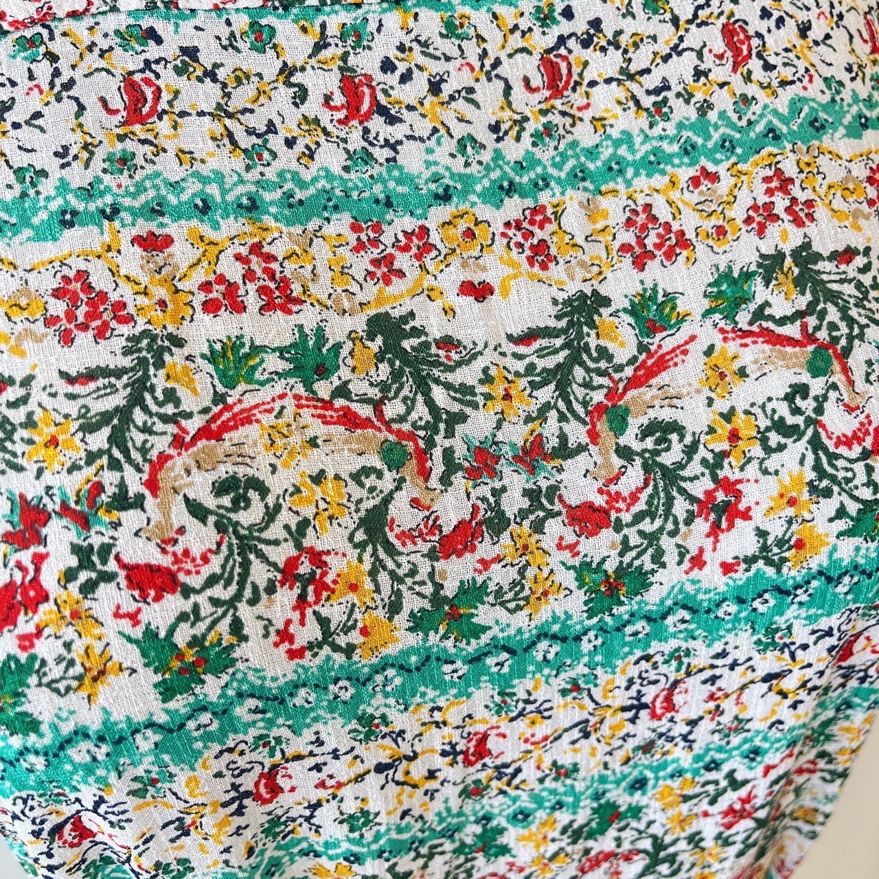 清新綠色小碎花古著連身裙