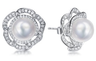 (6946) E4105 10mm Crystal Pearl - Pearl in the Rose Earrings（莫桑）