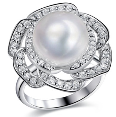 (6947)R7009  12mm Crystal Pearl - Pearl in the Rose Ring （莫桑）