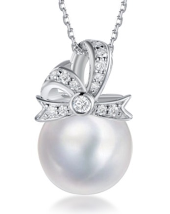 (6948)N2982 12mm Crystal Pearl - Tie the Knot Necklace（莫桑）