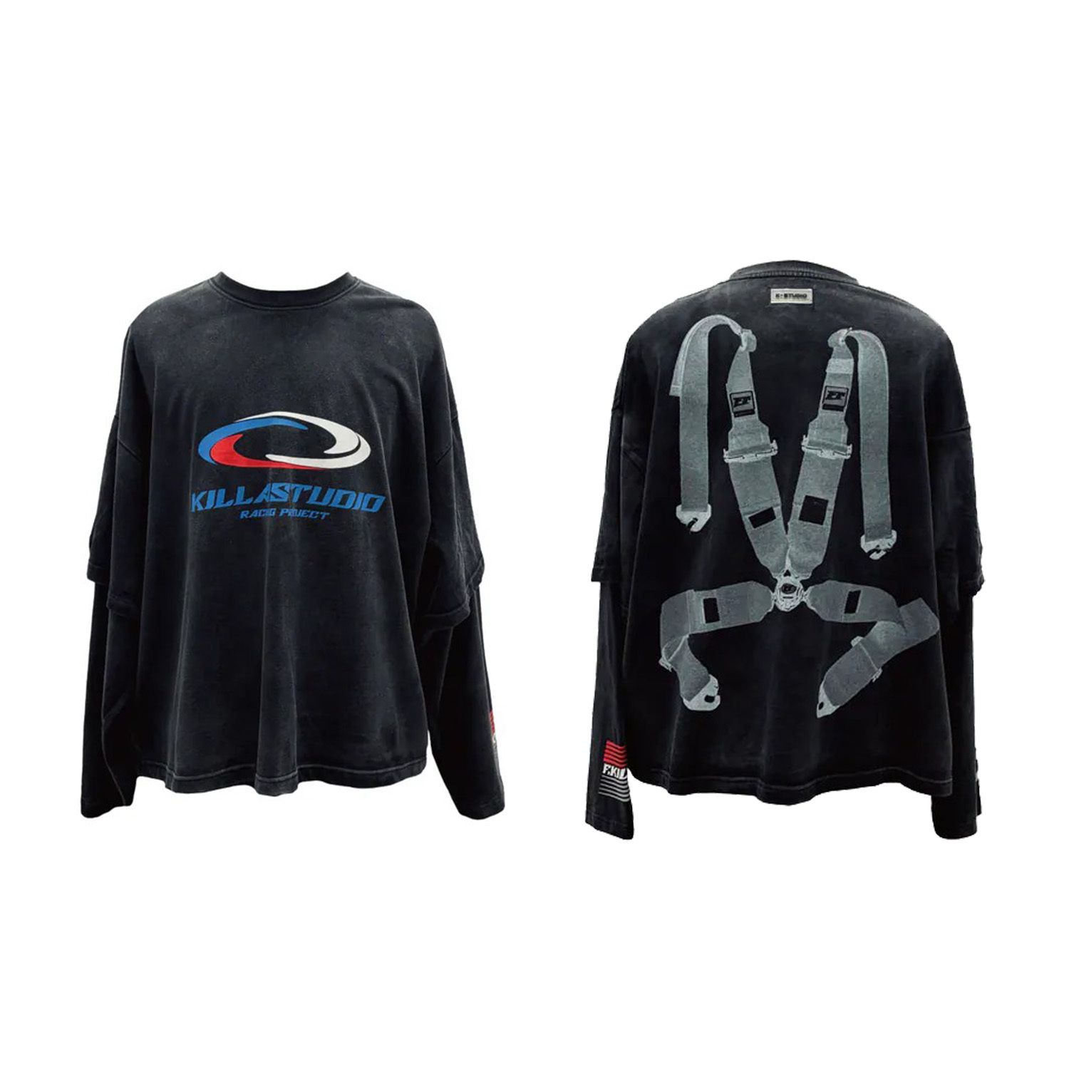 【車庫服飾】Fashion killa RACING PROJECT HARNESS L/S TEE 假兩件長Ｔ