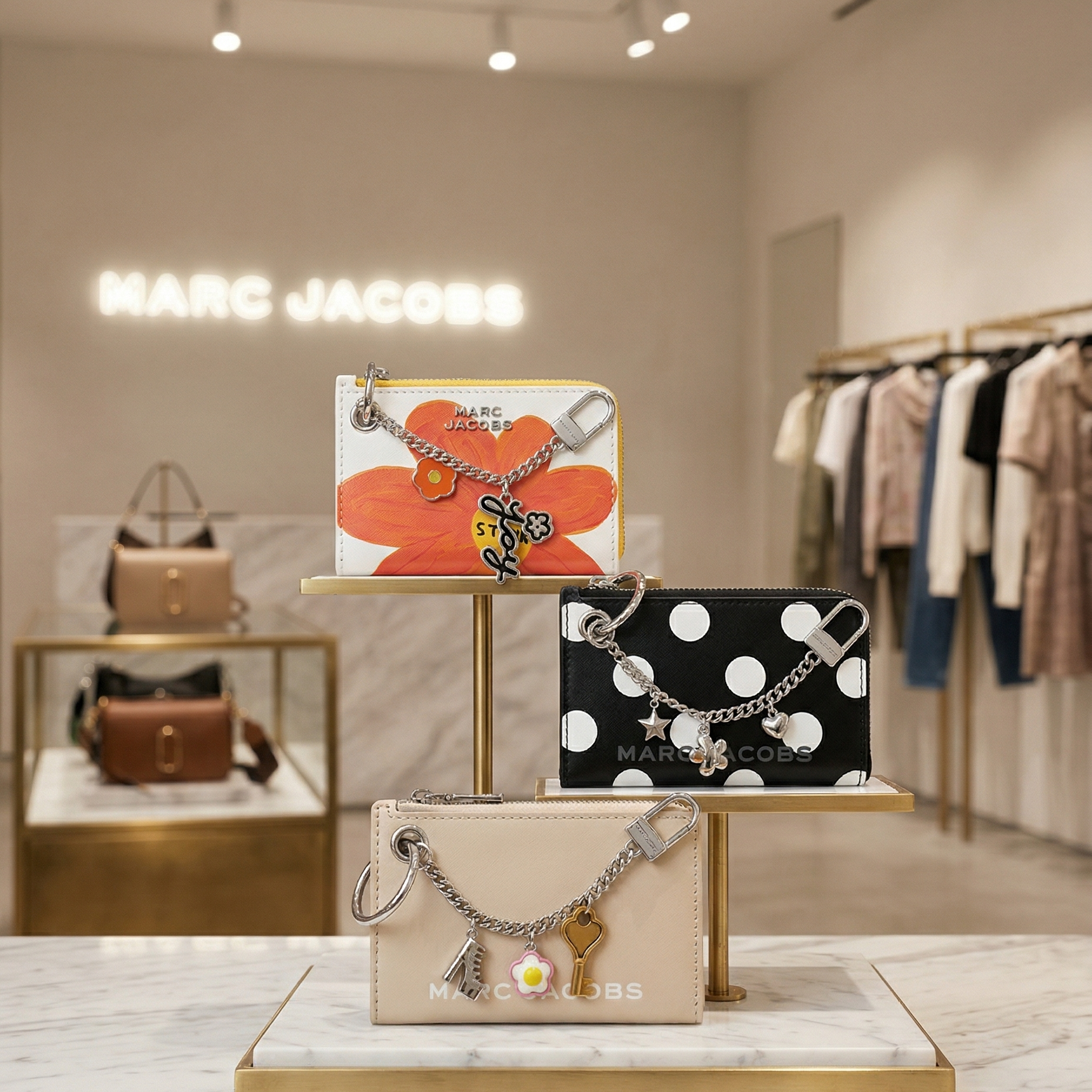 【預購】H032851 Marc Jacobs  圓點拉鍊萬用銀包