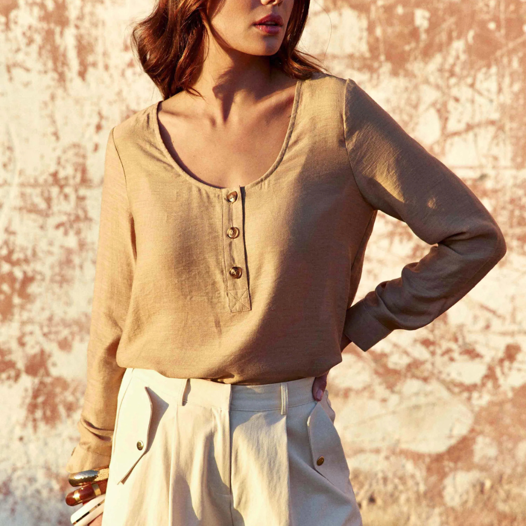 1LP0327-120 [LA PETITE ETOILE] Blouse Bevin Camel #BEVIN-B102612S5A/15-CAMEL (EU)