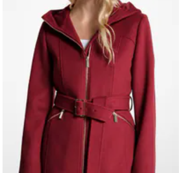 [S] MICHAEL KORS RED WOOL-BLEND HOODED COAT, SMK1427 (SMK1427)