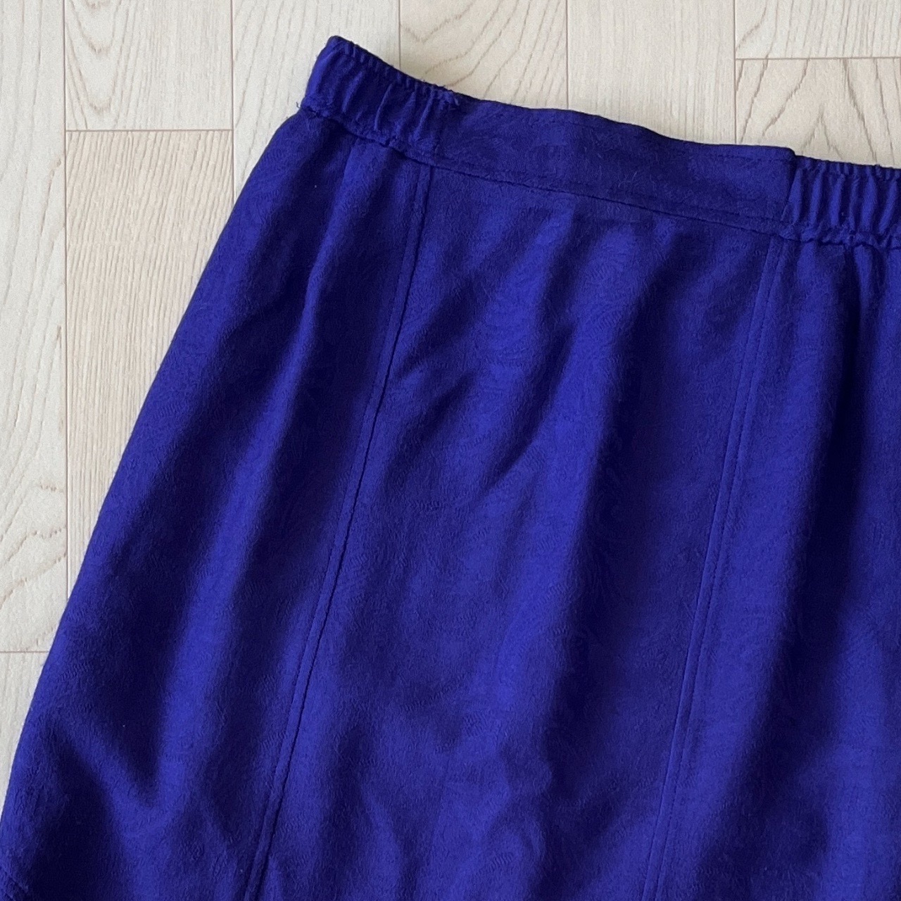 日本製紫藍色暗花羊毛半裙