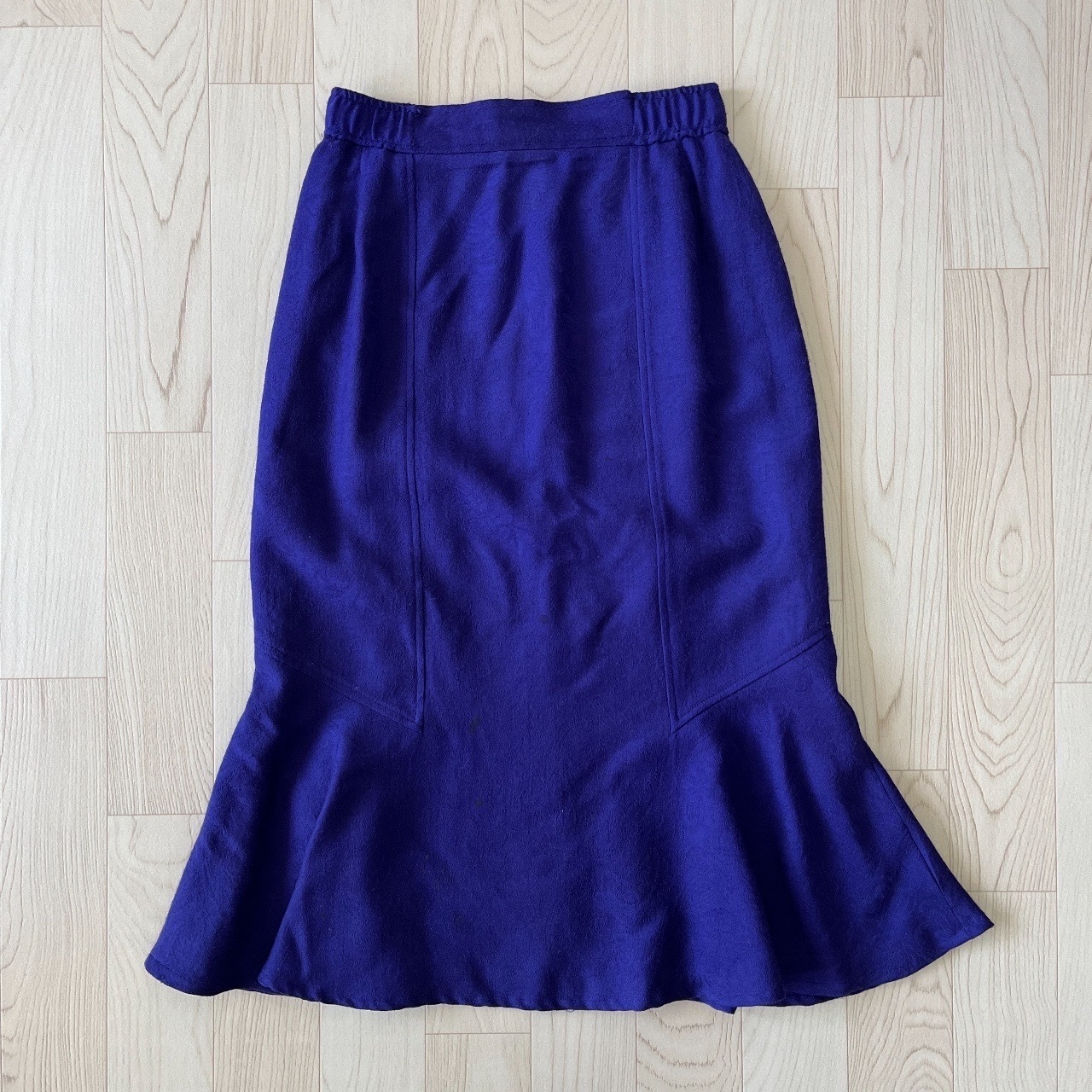 日本製紫藍色暗花羊毛半裙