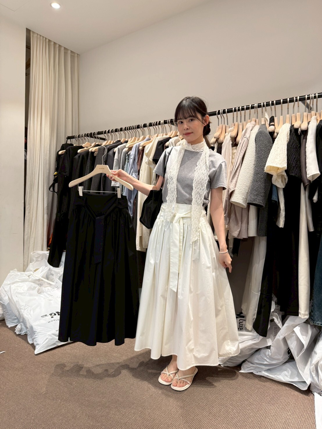 LB6036 腰帶壓褶傘裙