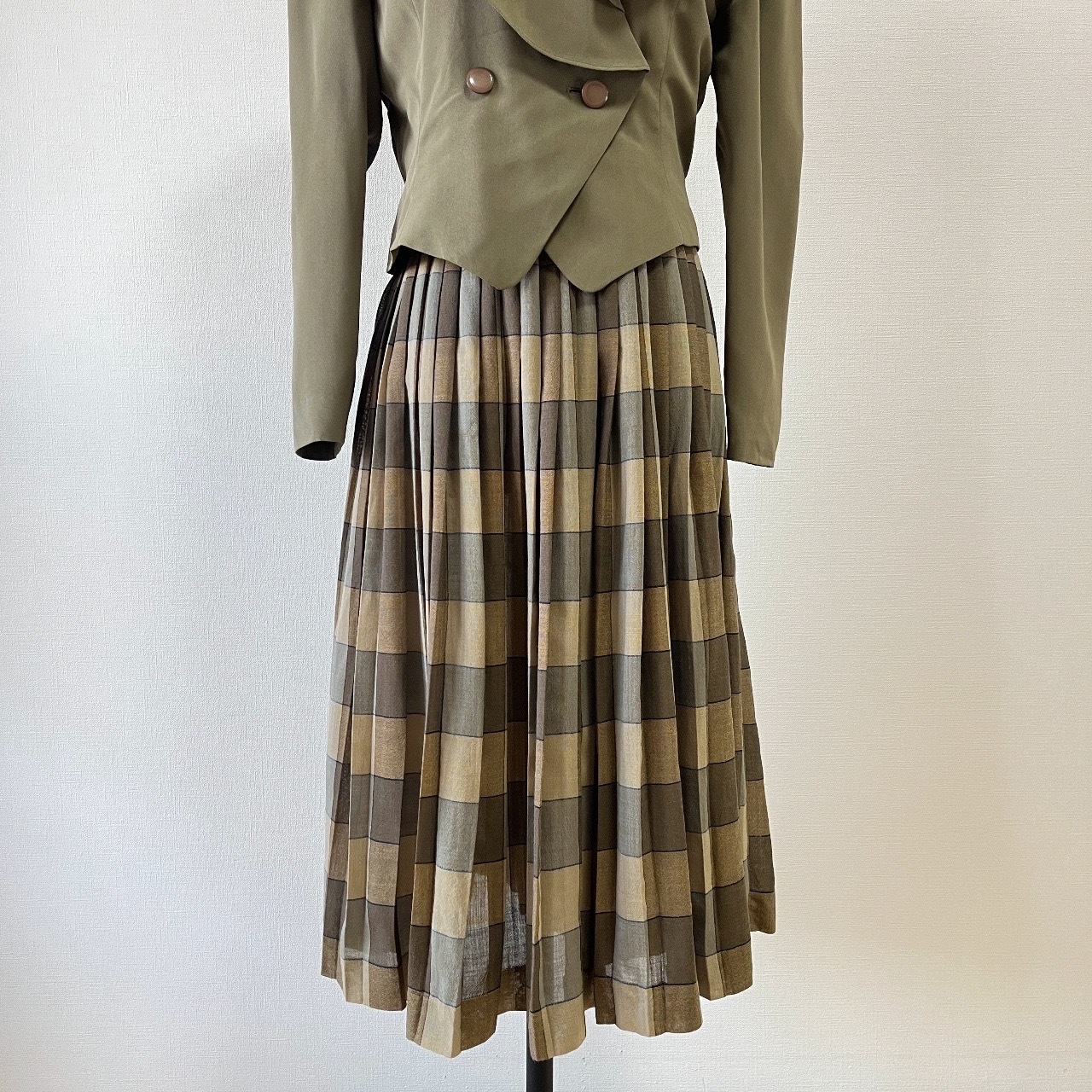 ELLE墨綠色百摺裙