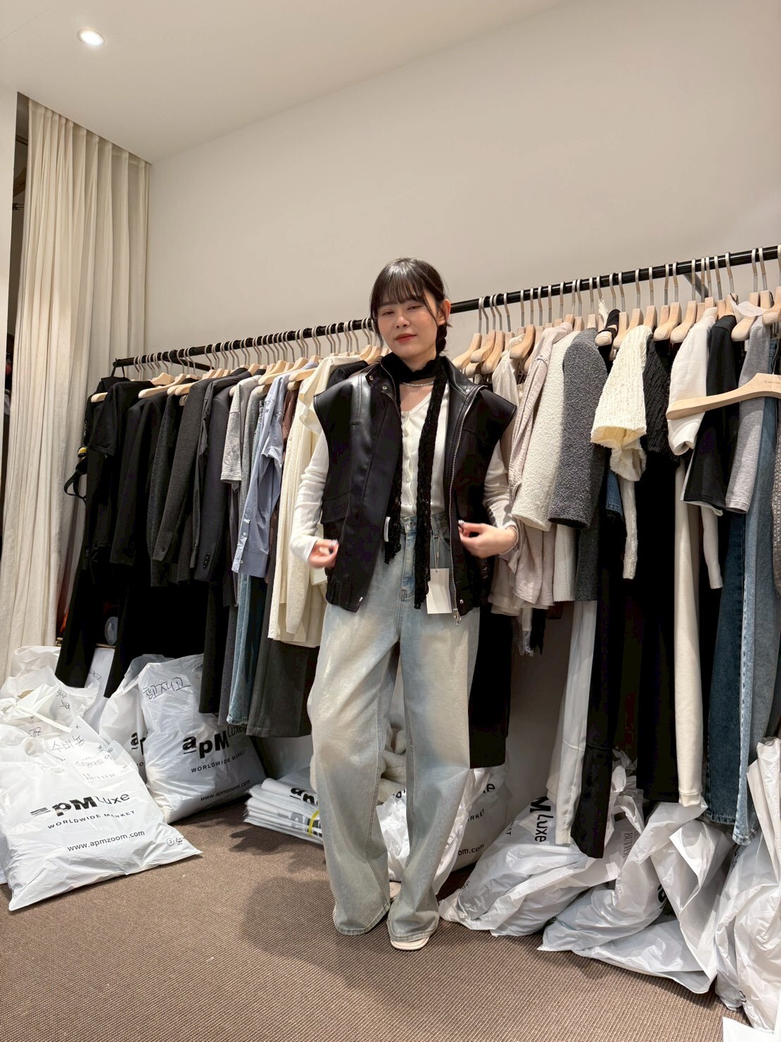 LB6015 立領仿皮背心外套