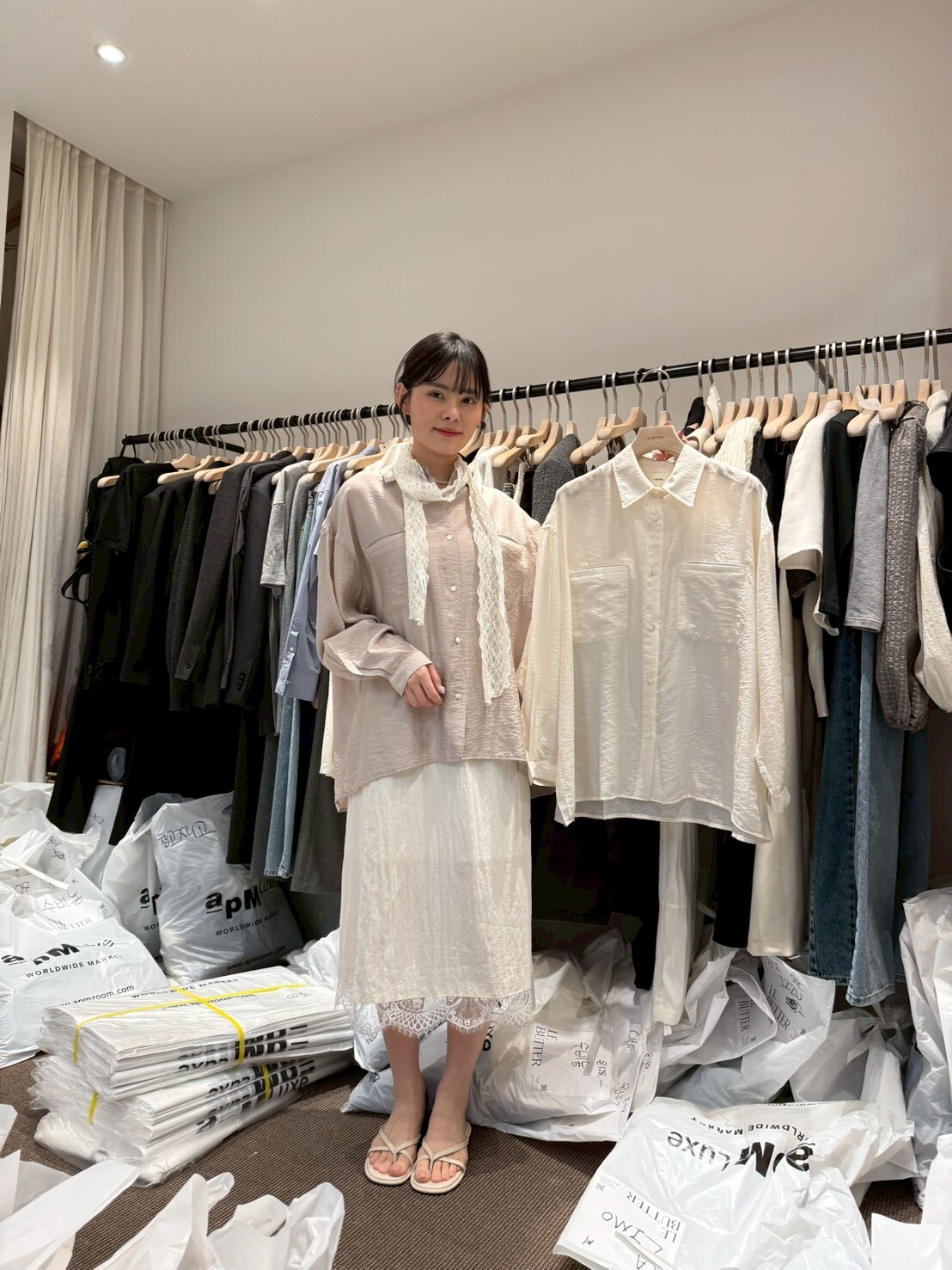 LB6001 微透緞光襯衫