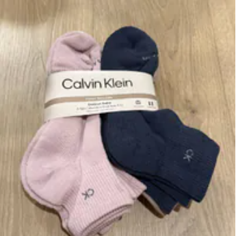 [S] CALVIN KLEIN PINK 8 PAIRS FRENCH TERRY SOLE CUSHION ANKLE, 194882208392 (SCK857)