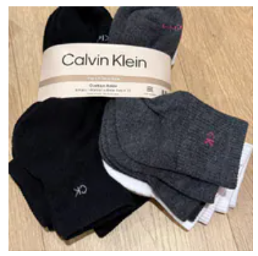[S] CALVIN KLEIN BLACK 8 PAIRS FRENCH TERRY SOLE CUSHION ANKLE, 194882208385 (SCK858)