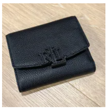 [S] PRL BLACK 432966782-001 LOGO PATCH LEATHER WALLET, 888188561748 (SRL257)
