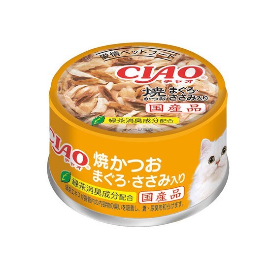 CIAO 罐頭 燒鰹魚+吞拿魚柳 85g A-18【原箱24 罐】