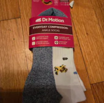 [S] DR. MOTION WHITE/BLUE ZL2P5512 EVERYDAY COMPRESSION ANKLE SOCKS, 2 PAIRS, 96549998151 (SZZ1119)