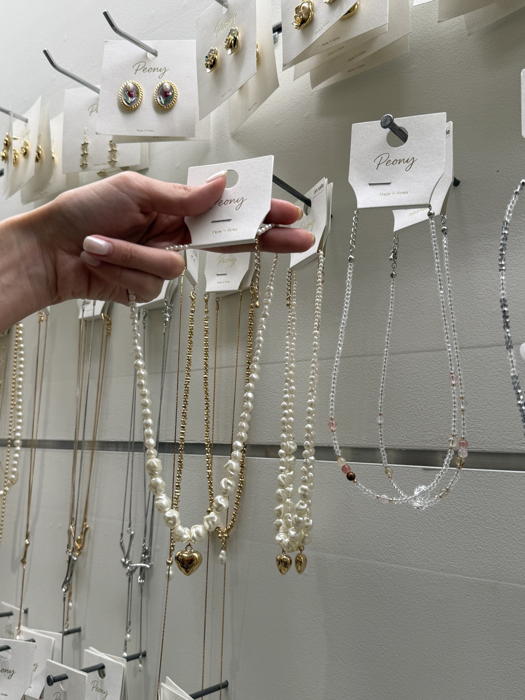 韓國層次珍珠愛心項鏈