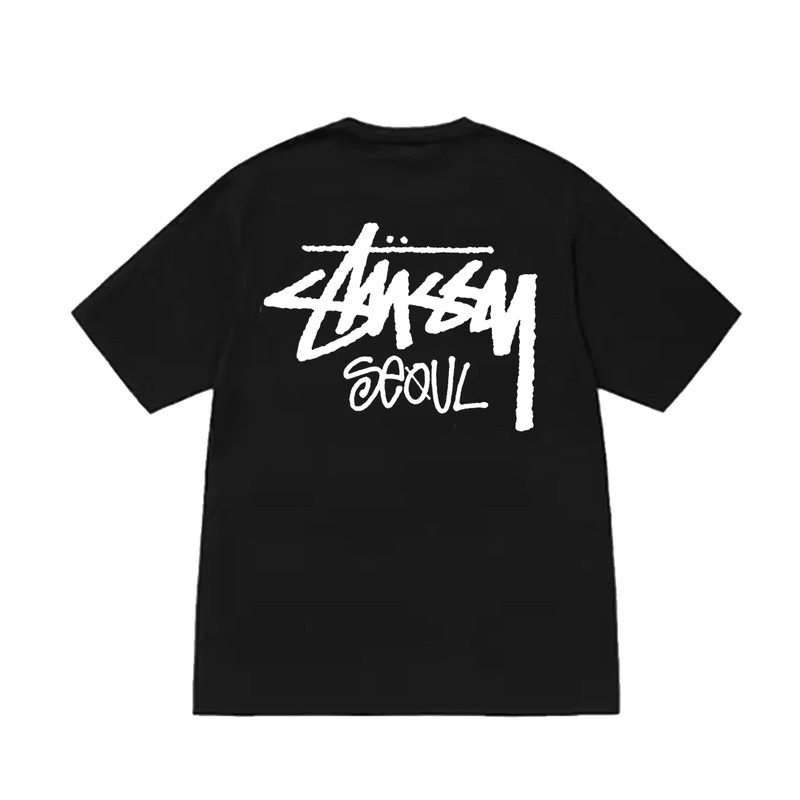 -(B025)-STUSSY STOCK SEOUL SHOP LOGO TEE 首爾限定 草寫字 短T 奶茶/深藍/黑/白色-3903980