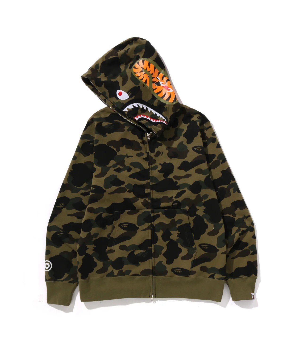 -(B09)-A BATHING APE BAPE 1ST CAMO SHARK FULL ZIP HOODIE 鯊魚外套 經典款 綠迷彩/黃迷彩-1M30115007