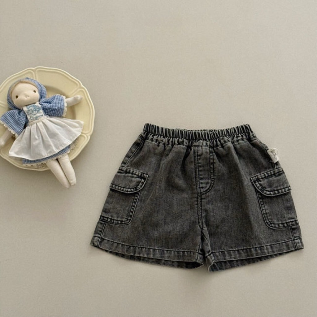 水洗灰口袋短褲