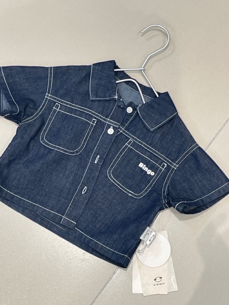 工裝牛仔短袖上衣