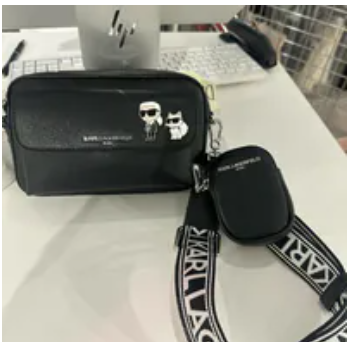 [S] KARL LAGERFELD WHT/BLK 1 LH4EU1DY MAYBELLE DUO HEAD PIN CROSSBODY CAMERA BAG, 196788095472 (SKL1594)