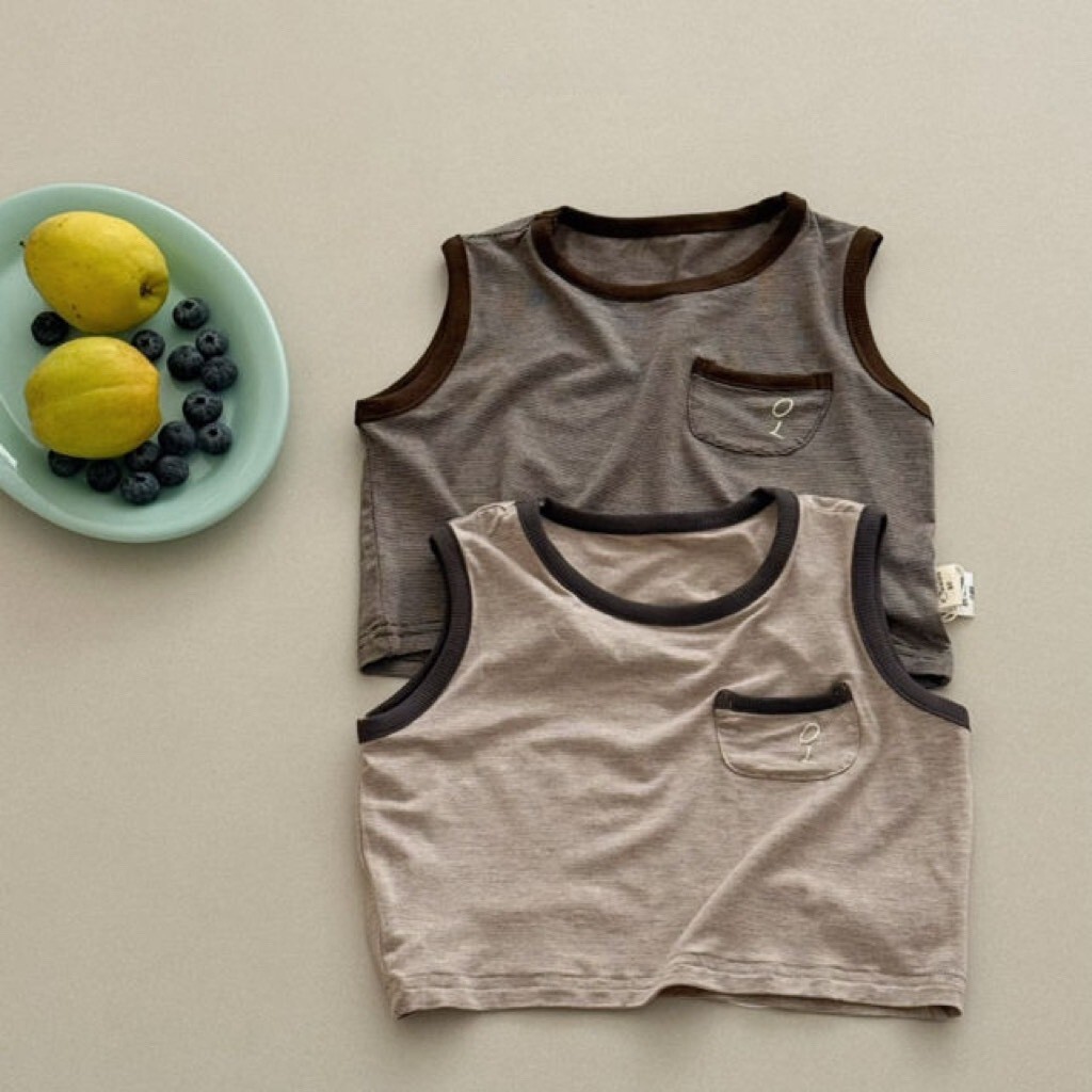 韓系奶茶撞色背心