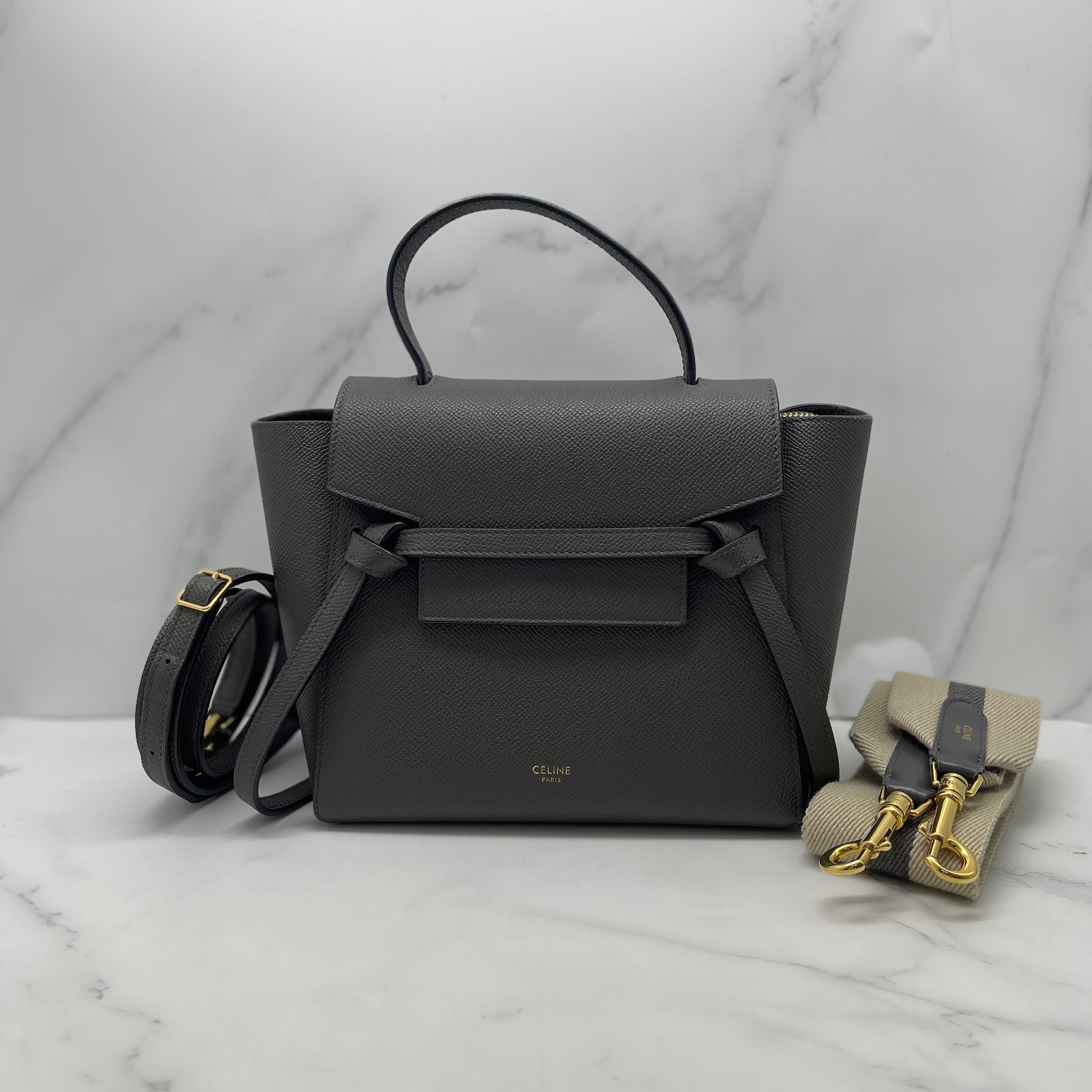 Celine Nano Belt Bag with canvas strap