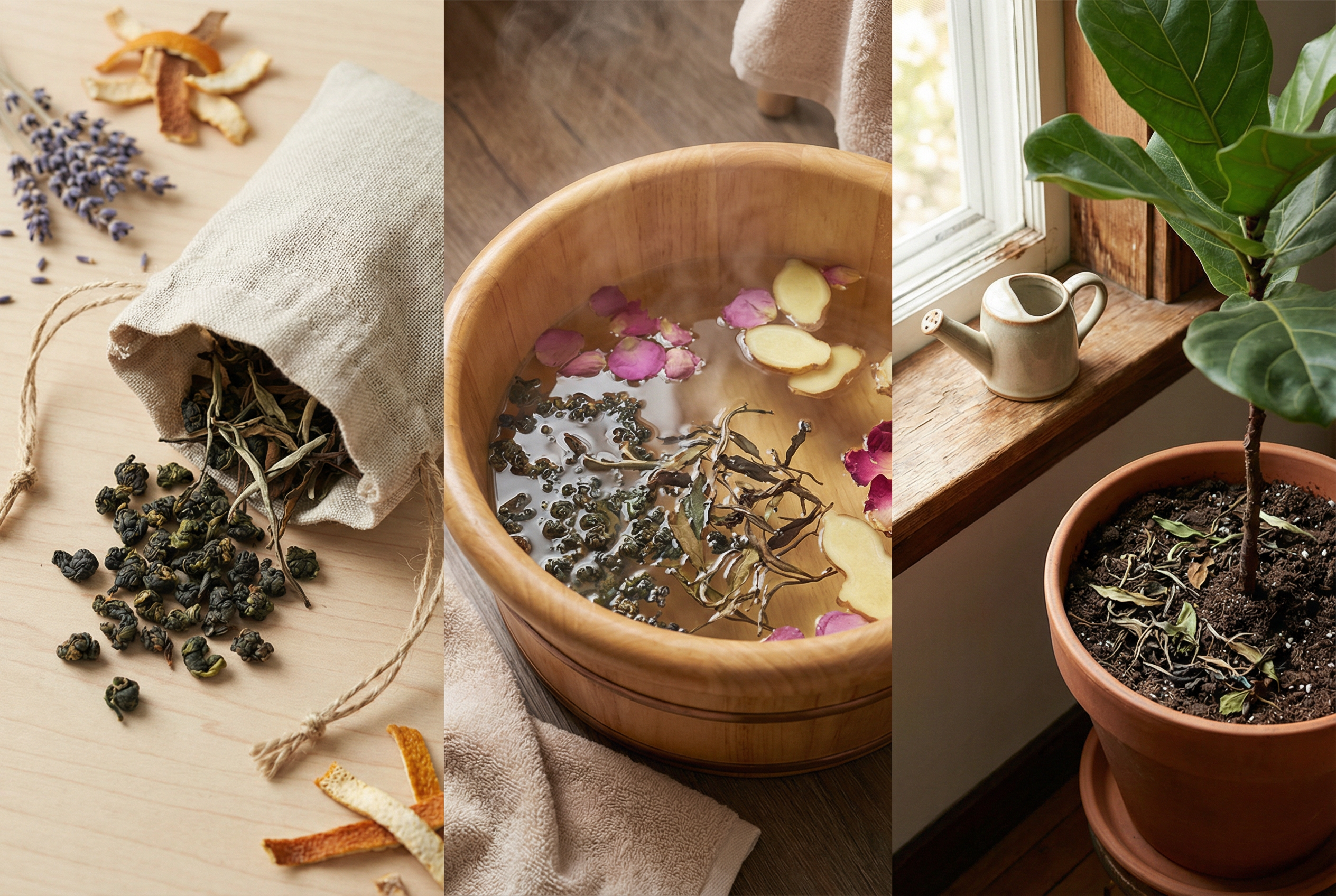 過期茶葉的創意再利用方式，包括除臭小袋、泡腳與園藝堆肥等妙用