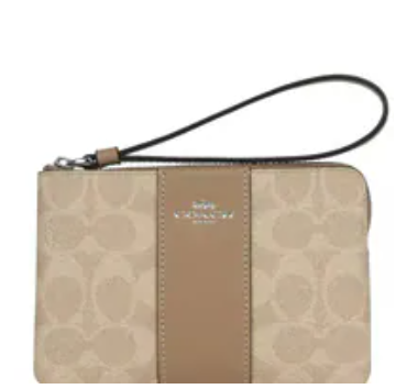 [S] COACH SV/SAND/TAUPE CW854 CRN ZIP SIG LETH STRP, 196395548491 (SCO1234)