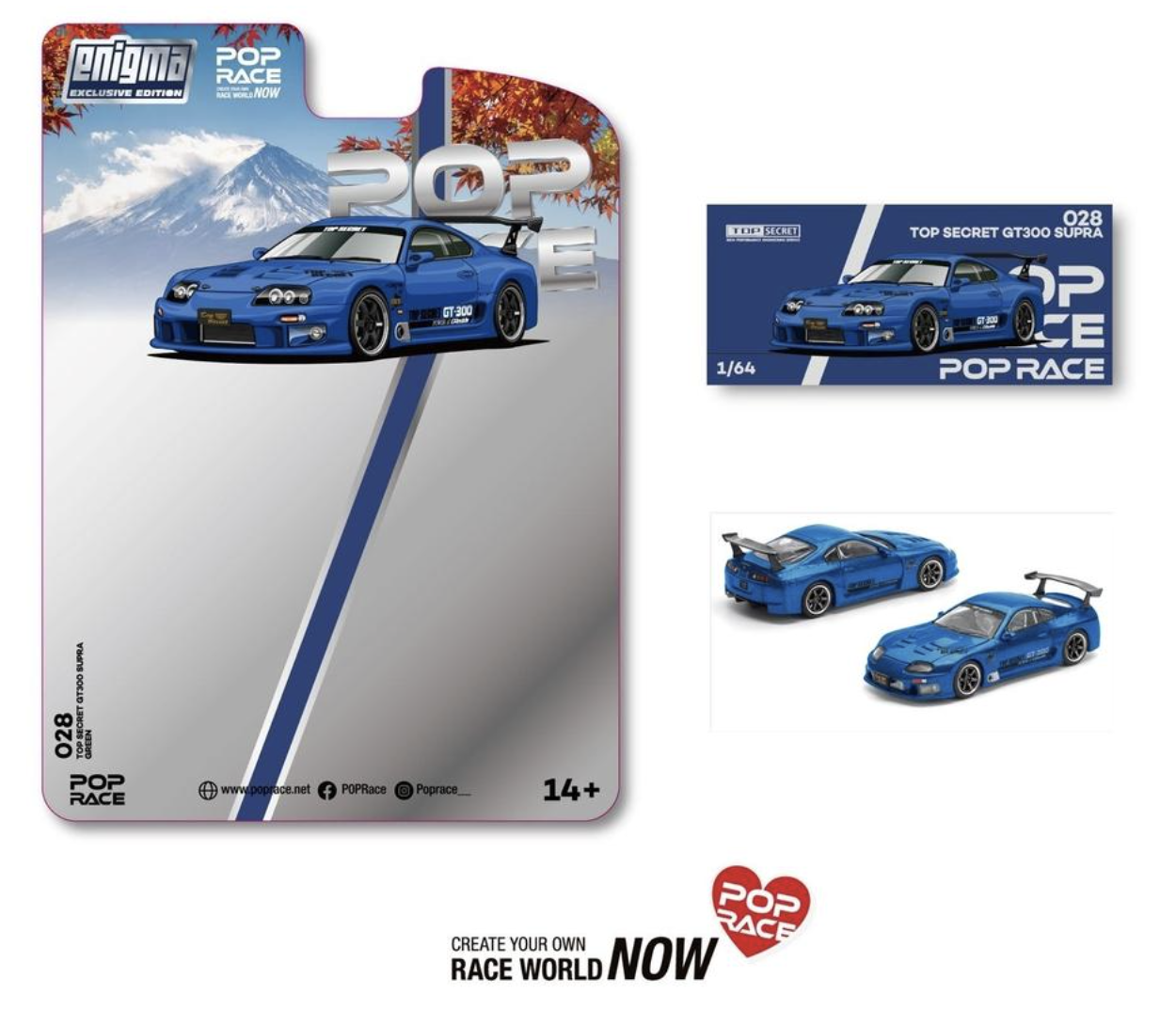 預訂 Pre Order - POPRACE 1/64 TOP SECRET SUPRA GT500 (A80) - BLUE PRE028