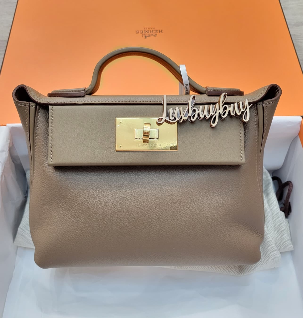 Hermes mini 2424 Etoupe cc evercolor/swift  大象灰金扣