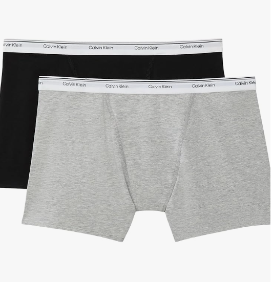 [S] CALVIN KLEIN BLACK/GREY WOMEN'S BALANCE COTTON STRETCH BOXER BRIEF, 2 PACK, QP34130-902 (SCK859)