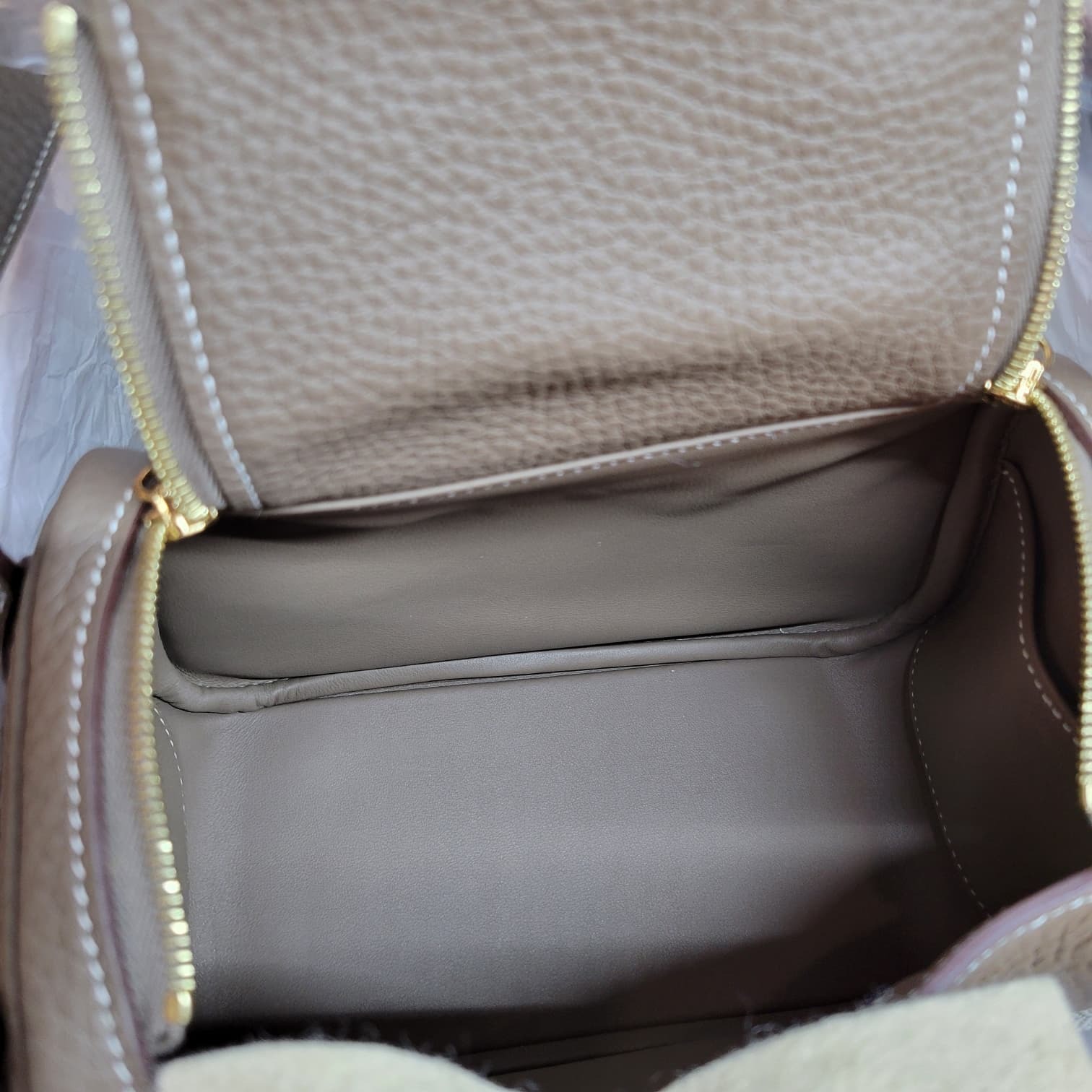 UNUSED HERMES MINI LINDY ETOUPE CC 大象灰金扣