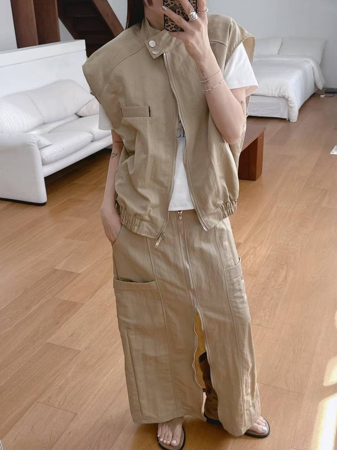 立領防風背心夾克