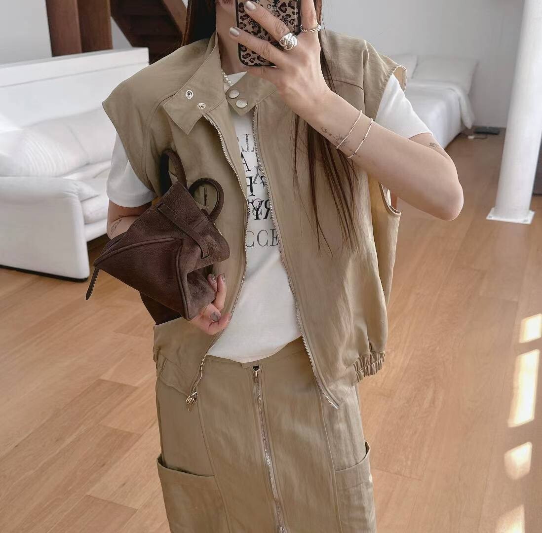 立領防風背心夾克