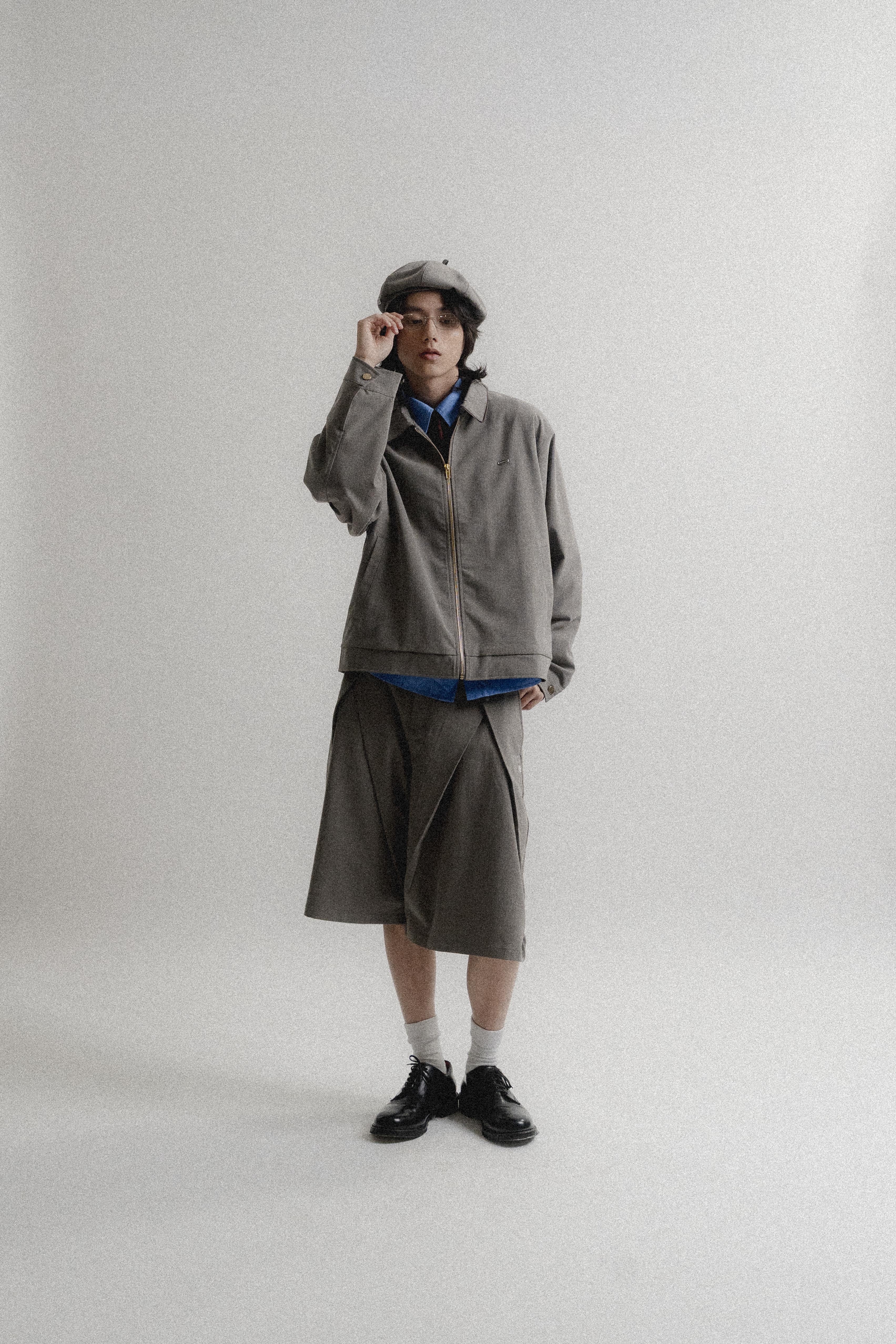 Fumble 樸梵西裝魚骨紋6分褲｜卡其色