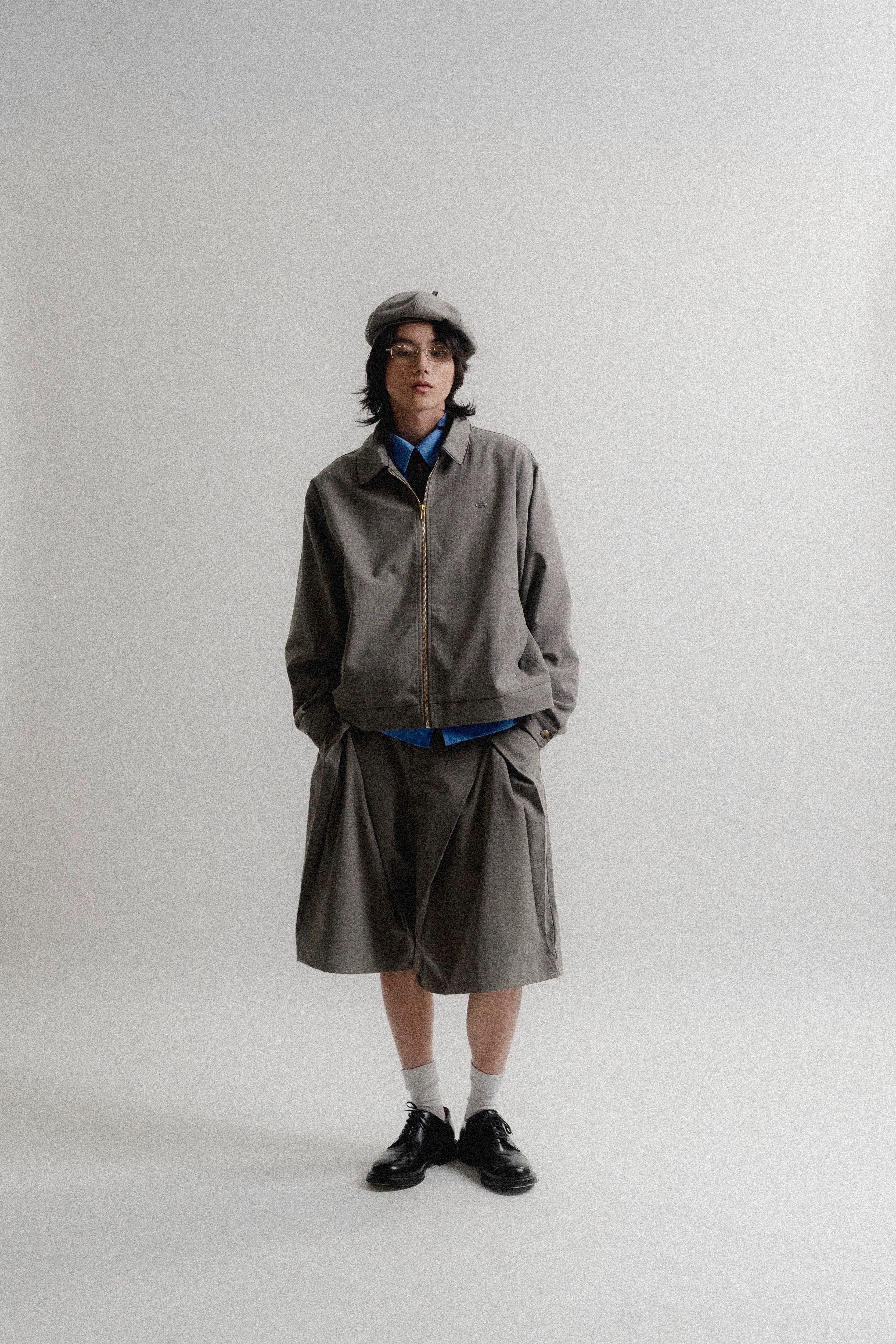 Fumble 短版魚骨紋工裝外套｜卡其色