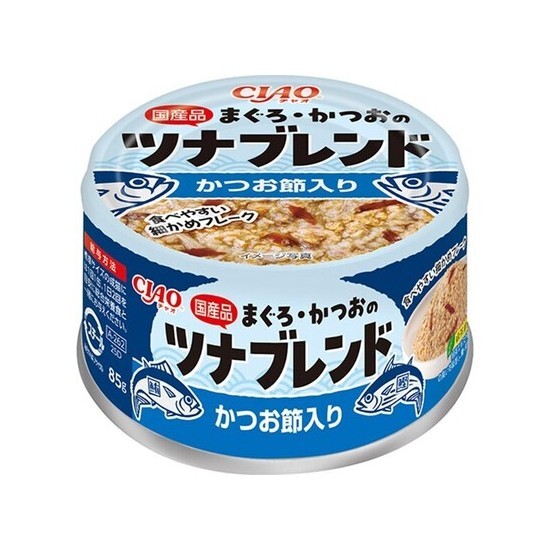 CIAO 罐頭 吞拿魚+鰹魚混合罐 (含鰹魚片) 85g,A-262【原箱24 罐】