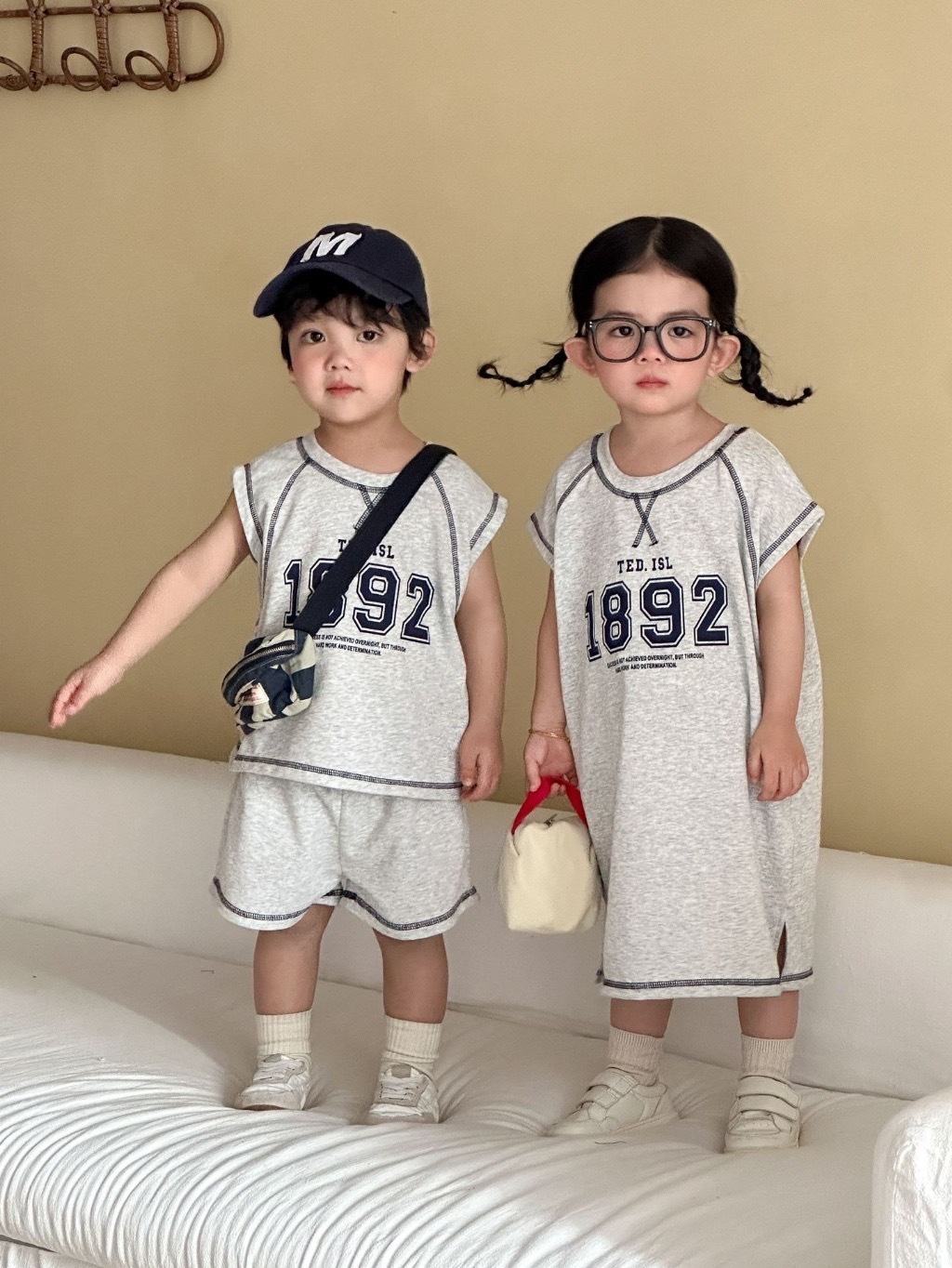 美式縫線兄弟姐妹連身裙 / 套裝