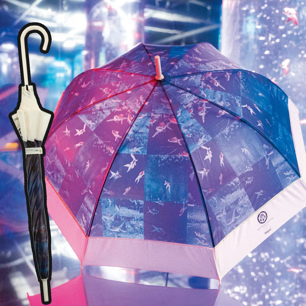 順豐免運|Wpc. - 【PT-AQ02-001】藍色 -藝術水族館金魚透明長雨傘/雨遮