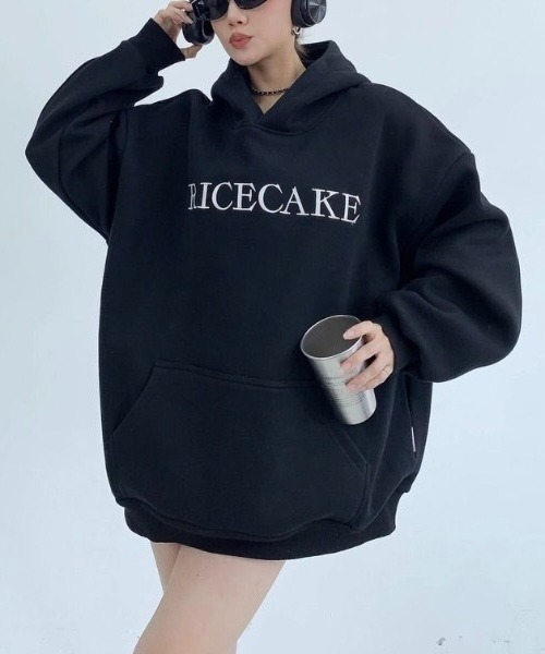 【預購】J0328603 CREARE -LINO- 花朵刺繡連帽衛衣 黑色 M碼