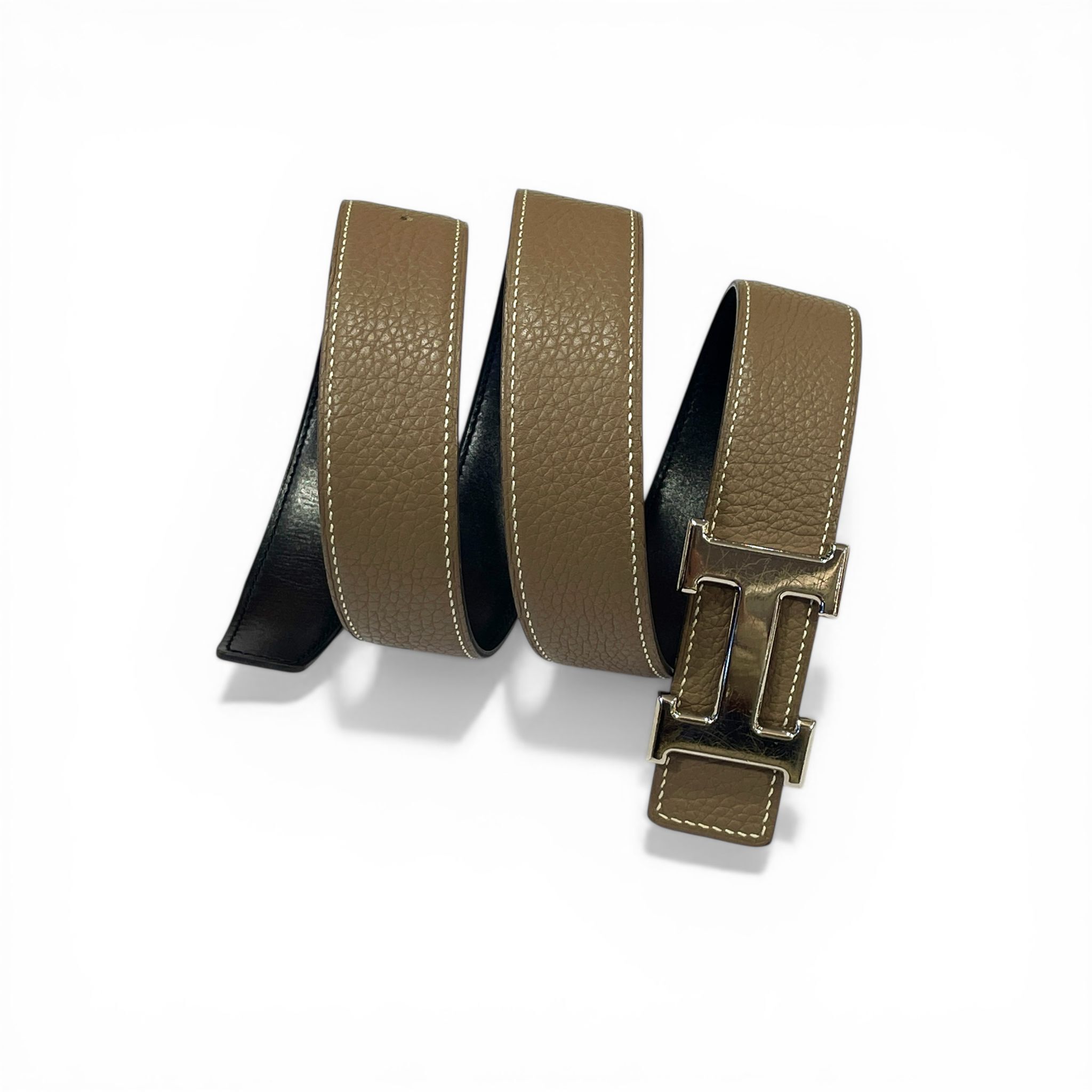 85%NEW二手HERMES BELT 85碼 大象灰銀扣 TOGO/SWIFT, 愛馬仕皮帶 #香榭站正品