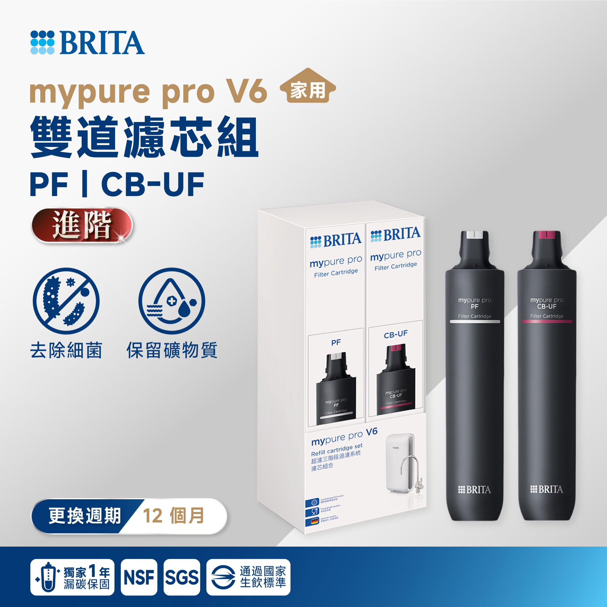 【BRITA】mypure pro V6 雙道濾芯組 PF｜CB-UF