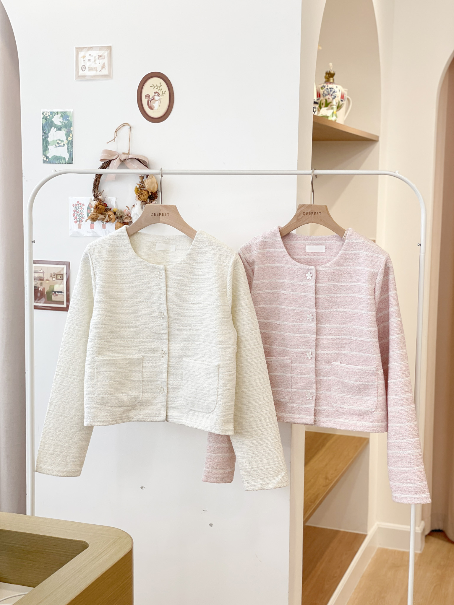 JK288 Crystal Flowers Striped Jacket