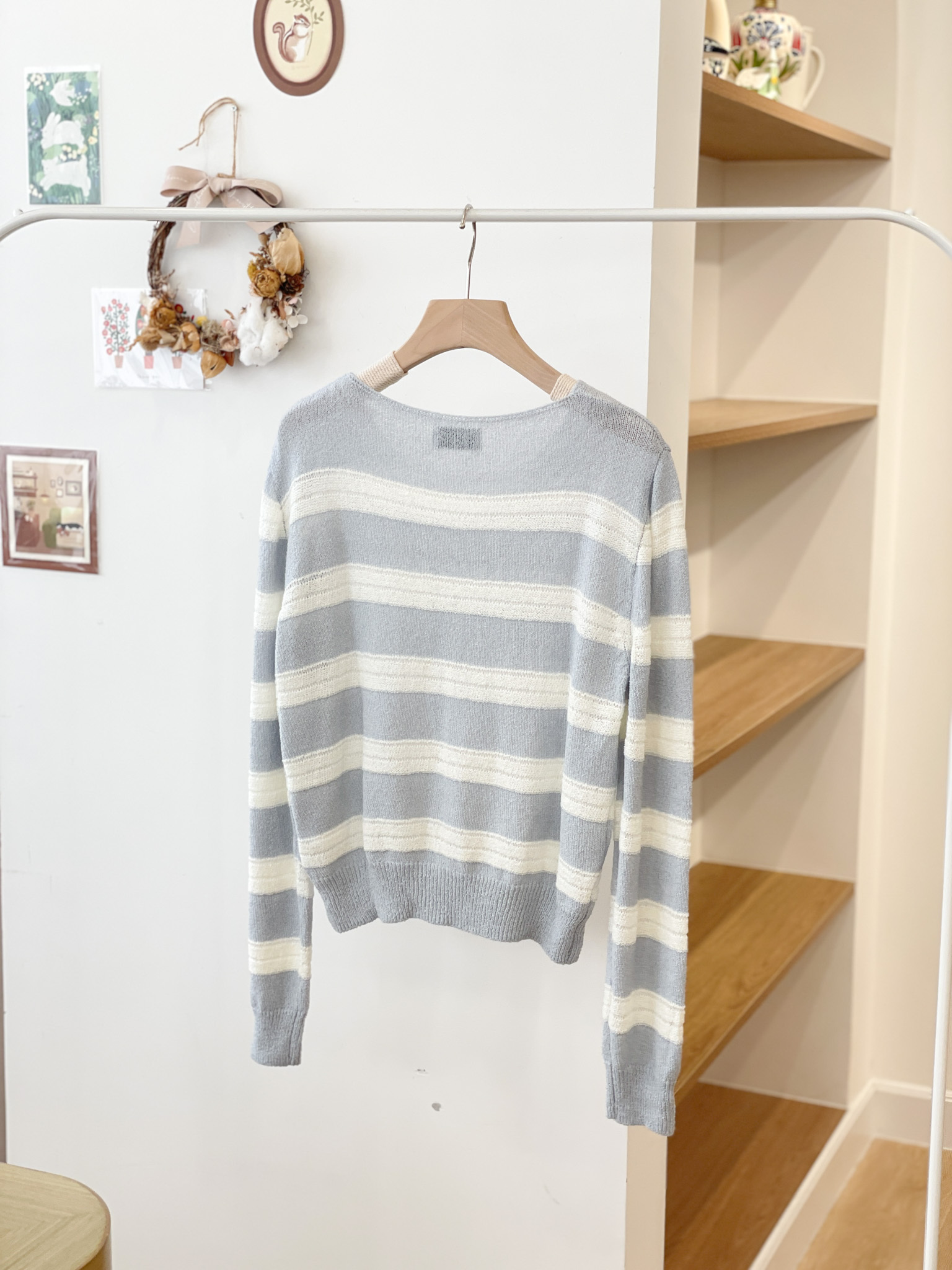 T1501 Jenni Striped Loose Knit Sweater