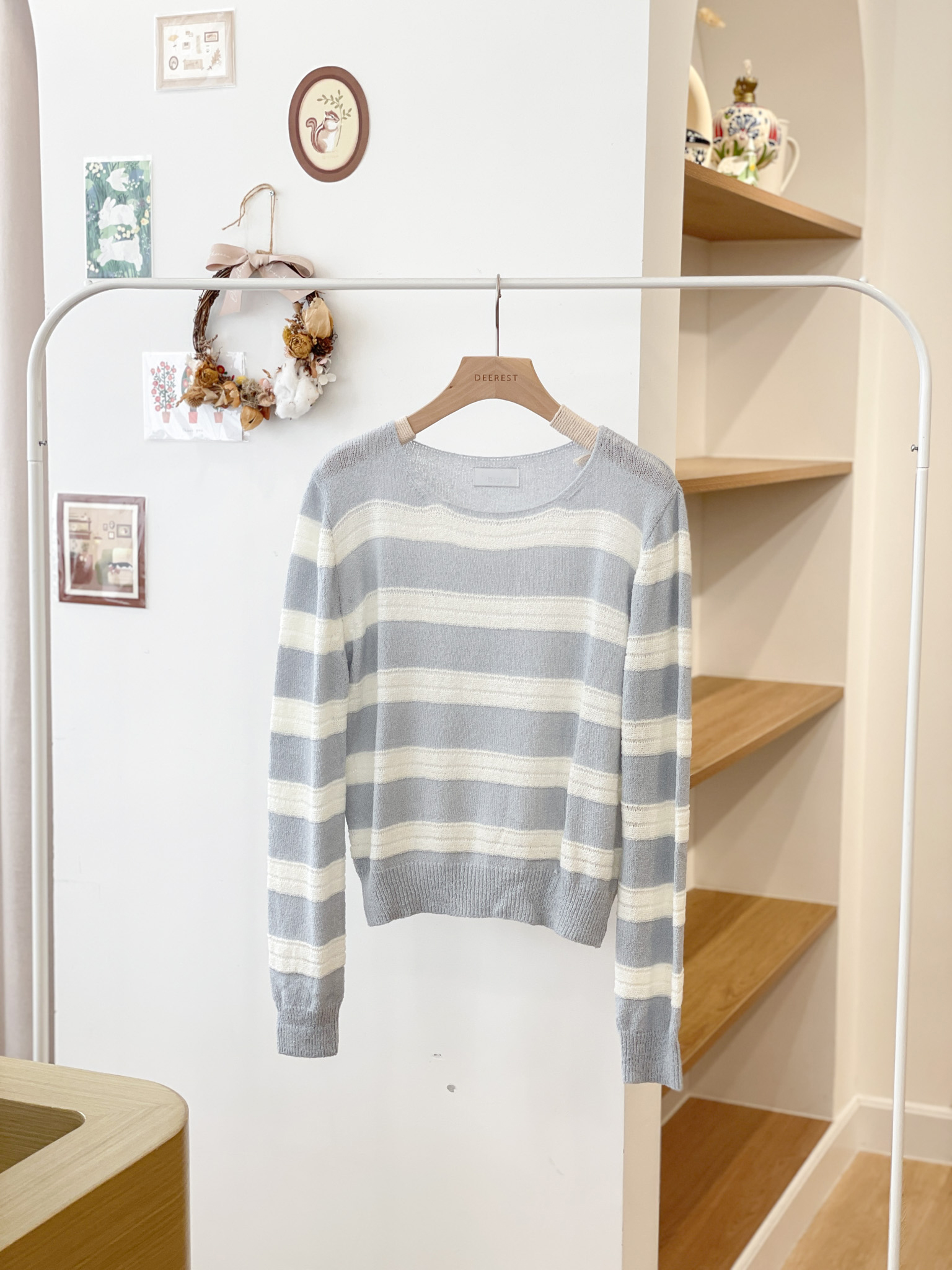 T1501 Jenni Striped Loose Knit Sweater