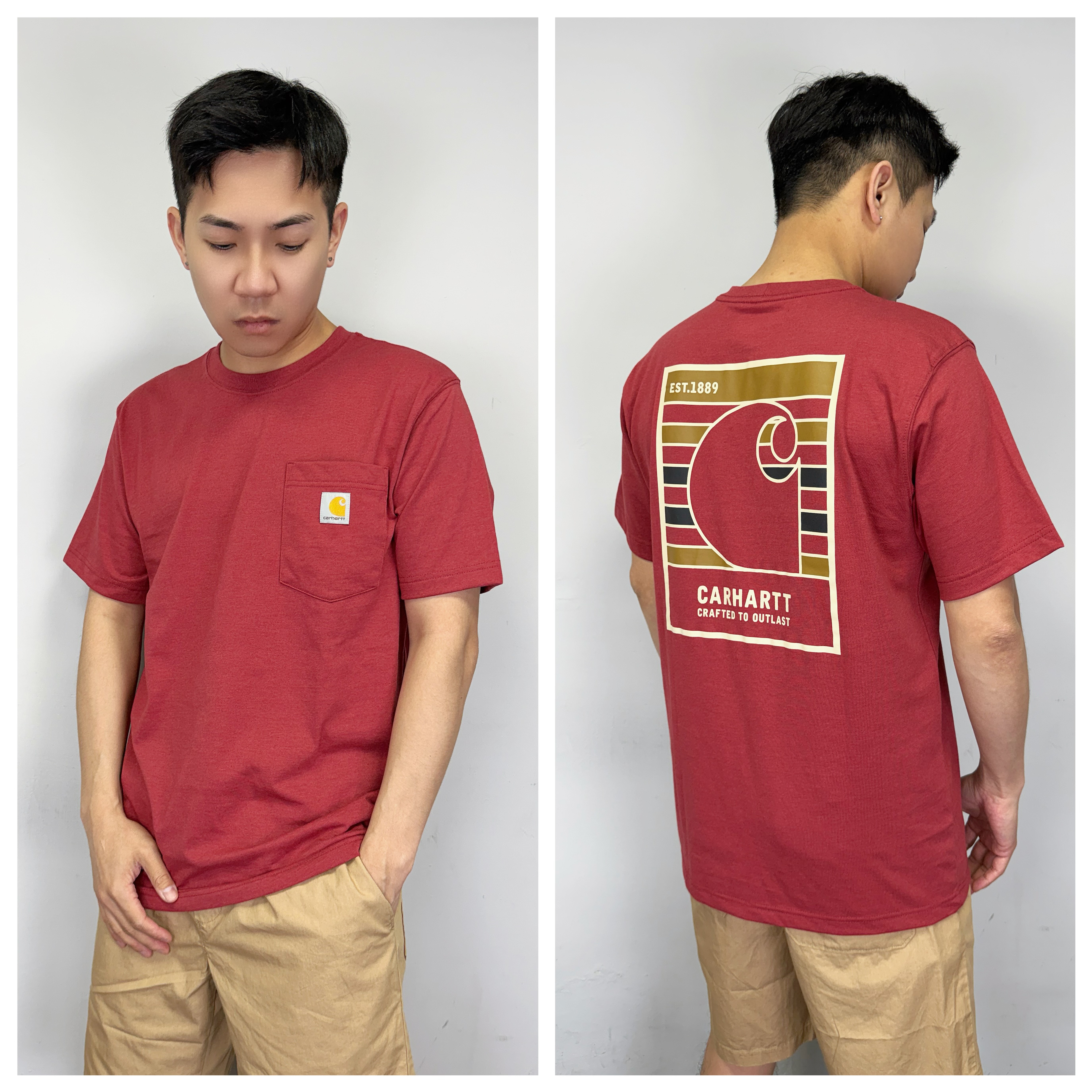 Carhartt 背後橫條方塊 短袖上衣 短T